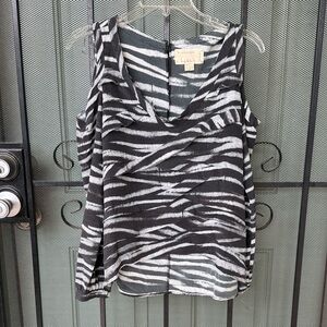 Nicole Miller Artilier Zebra Print Silk Blouse